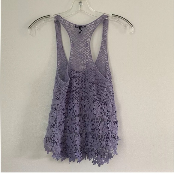 Y2K 90’s Purple Crochet Knit Tank Top Racer back Fairycore XS - Picture 2 of 4